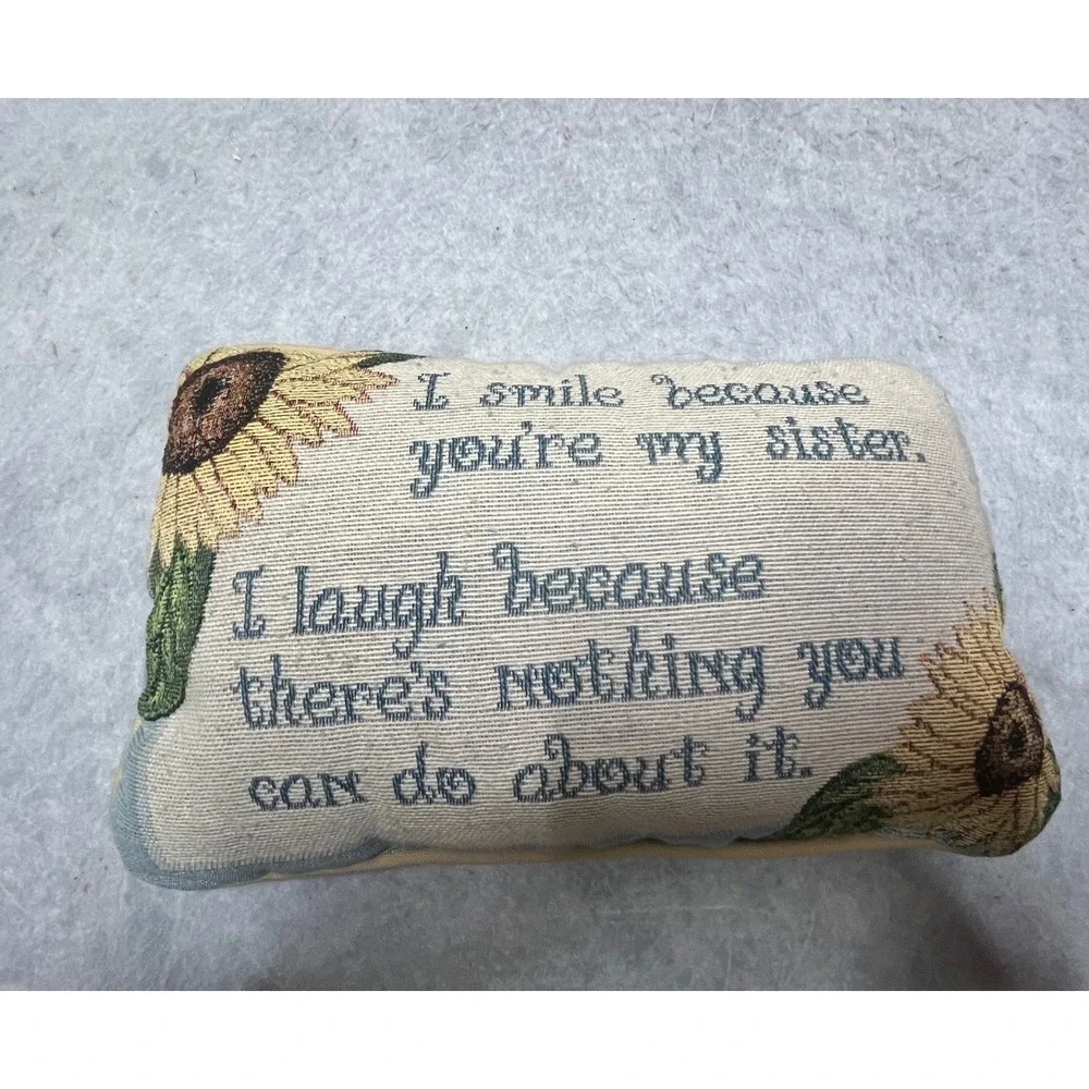 Woven Sunflower‎ funny Sister Quote Decorative Tapestry Throw Pillow unique 12x8